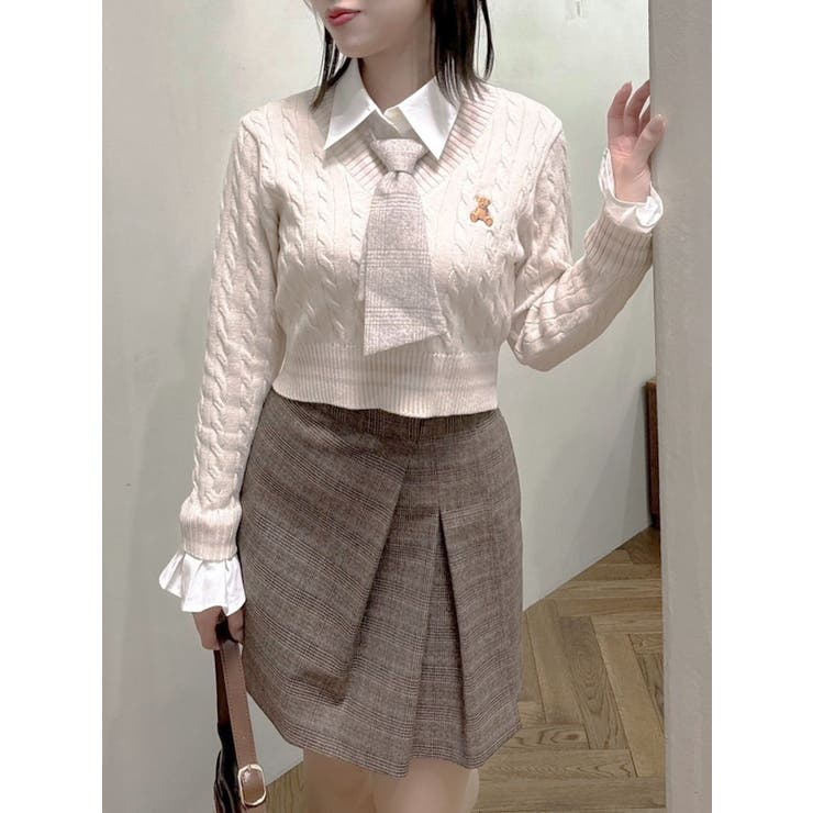 【POLO BCS コラボ】シャツドッキングケーブルニットトップス POLO BCS コラボ】シャツドッキングケーブルニットトップス[品番