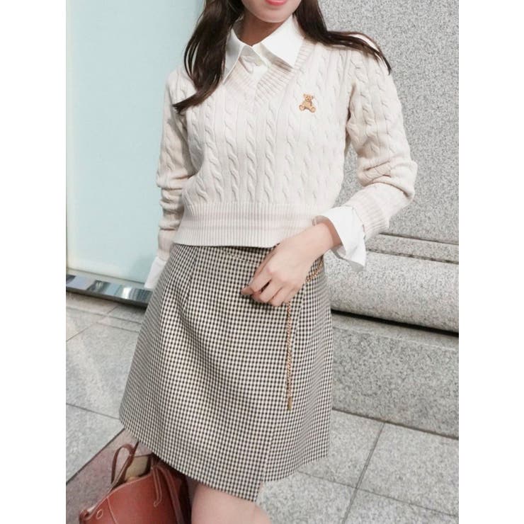 POLO BCS コラボ】シャツドッキングケーブルニットトップス[品番