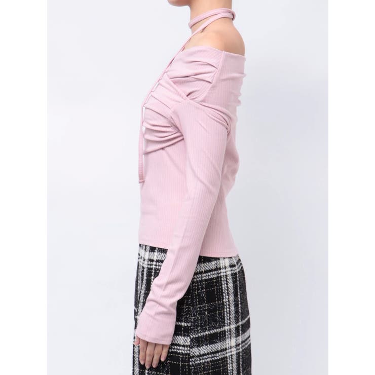 チョーカー付きオフショルドレープ長袖トップス | dazzlin | 詳細画像26 