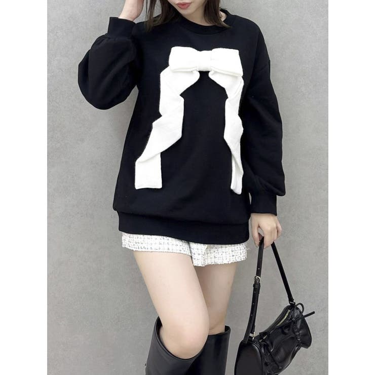 ブラック | リボンディティールカットプルオーバー | dazzlin