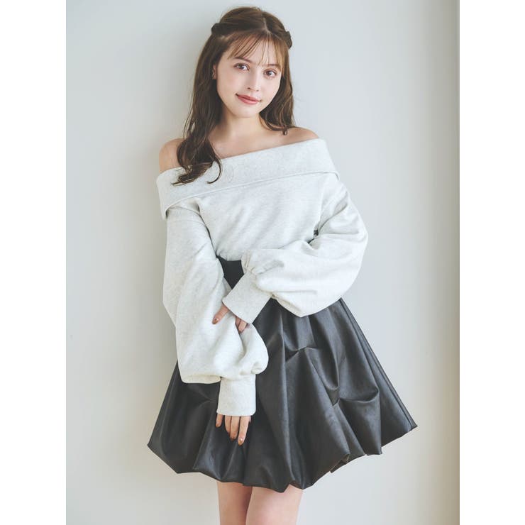 デコルテオープンスウェットトップス | dazzlin | 詳細画像2 