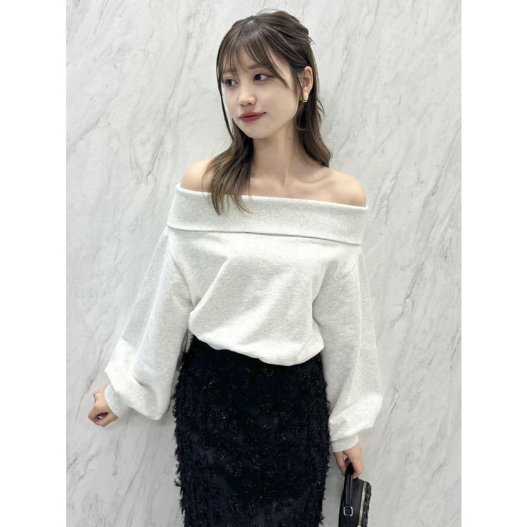 デコルテオープンスウェットトップス | dazzlin | 詳細画像49 