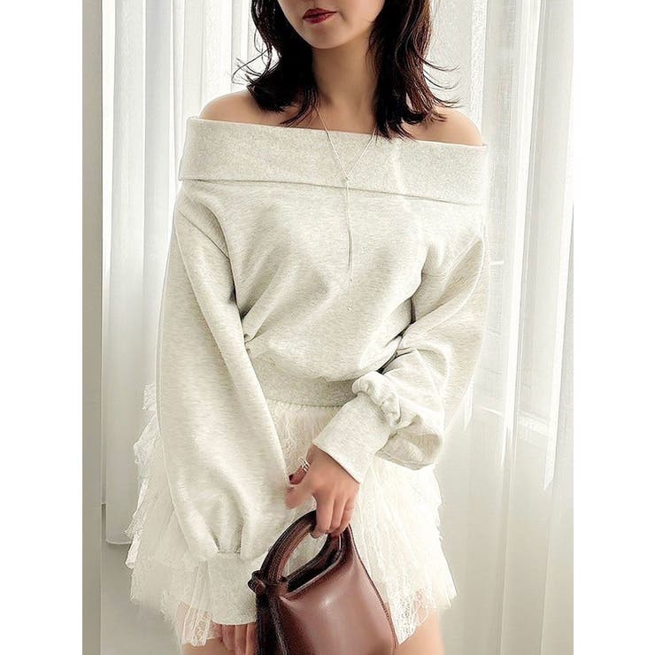 グレー | デコルテオープンスウェットトップス | dazzlin