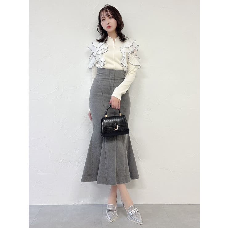 フロントホック長袖フリルトップス[品番：MKSW0062685]｜dazzlin