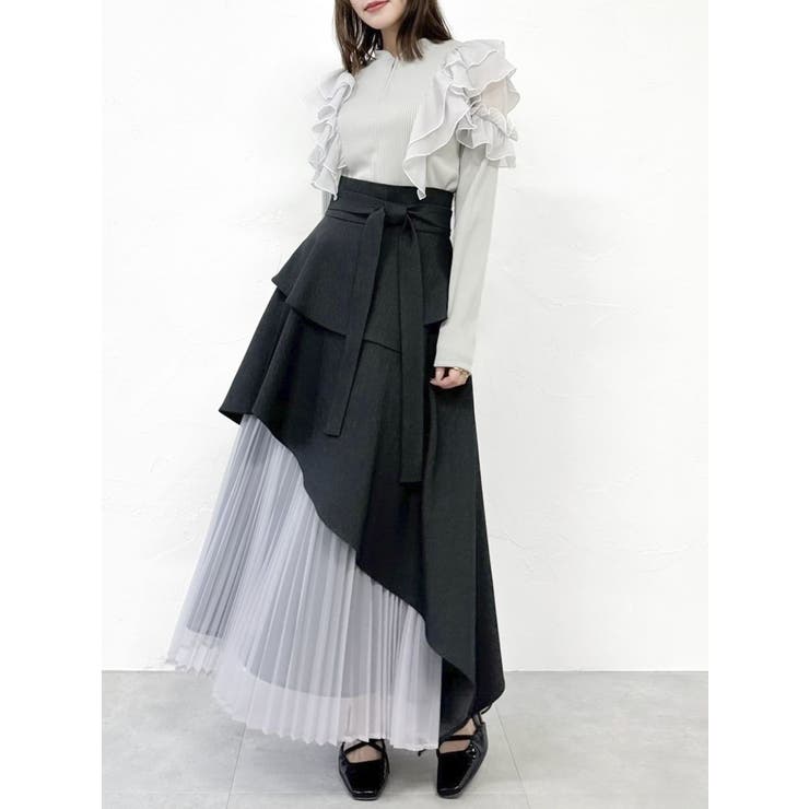 フロントホック長袖フリルトップス[品番：MKSW0062685]｜dazzlin