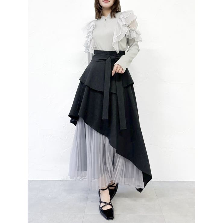 フロントホック長袖フリルトップス[品番：MKSW0062685]｜dazzlin