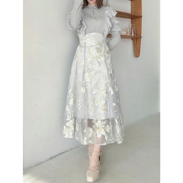 フロントホック長袖フリルトップス[品番：MKSW0062685]｜dazzlin