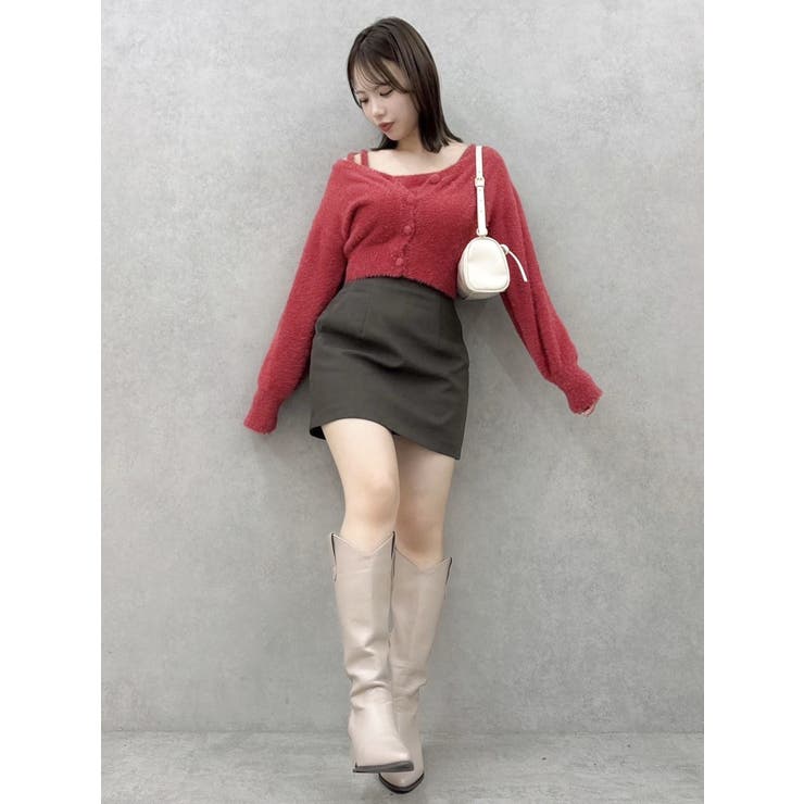 ミニシャギーラメニットカーデトップス[品番：MKSW0062057
