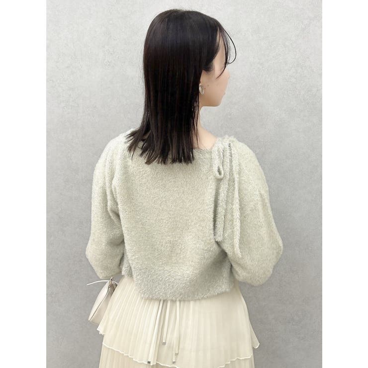 dazzlin ミニシャギーラメニットキャミ&カーデ パープル ミニシャギーラメニットカーデトップス[品番：MKSW0062057