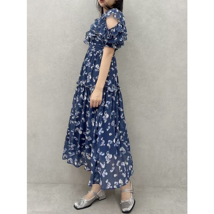 ラッフルリボンフラワーワンピース[品番：MKSW0061623]｜dazzlin