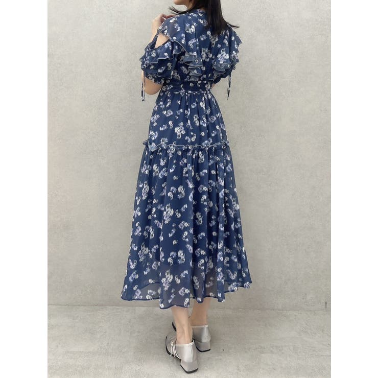 ラッフルリボンフラワーワンピース[品番：MKSW0061623]｜dazzlin