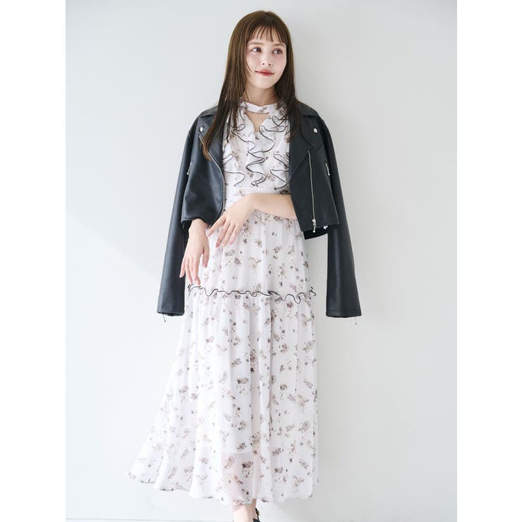 ラッフルリボンフラワーワンピース[品番：MKSW0061623]｜dazzlin