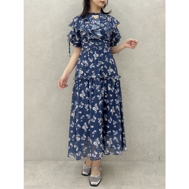 ラッフルリボンフラワーワンピース[品番：MKSW0061623]｜dazzlin