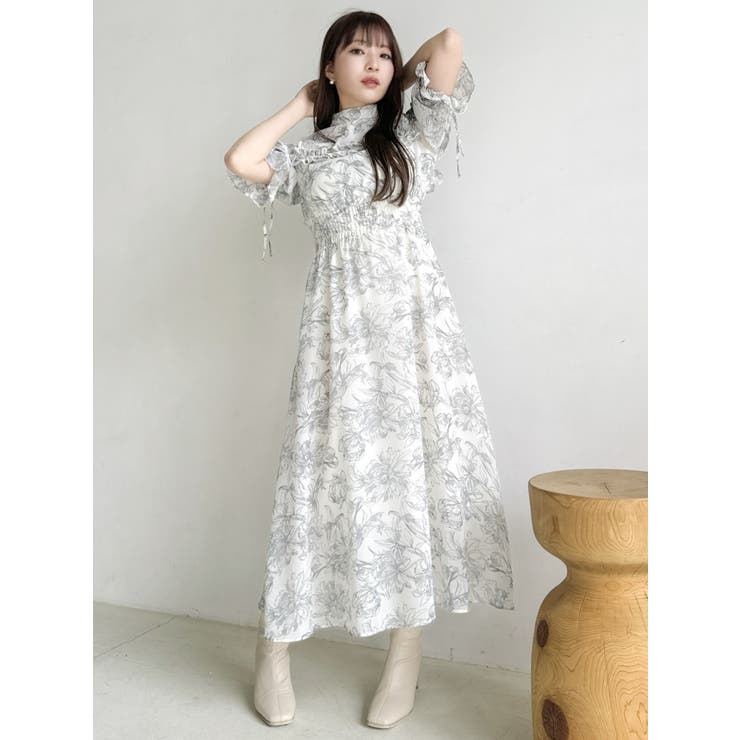 2WAYショルダーフラワーラッフルワンピース[品番:MKSW0062400 2WAYショルダーフラワーラッフルワンピース[品番:MKSW0062400