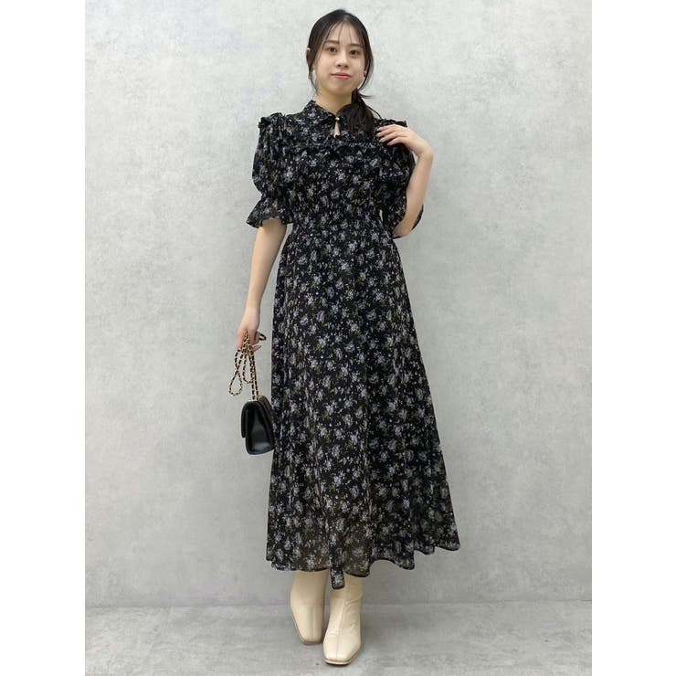 2WAYショルダーフラワーラッフルワンピース[品番：MKSW0062400