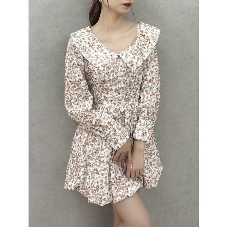 オレンジ | ワンショルバルーンミニワンピース | dazzlin