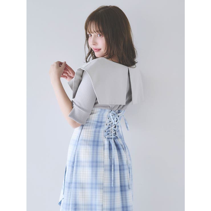 ラッフルマーメイドコンビワンピース[品番：MKSW0062946