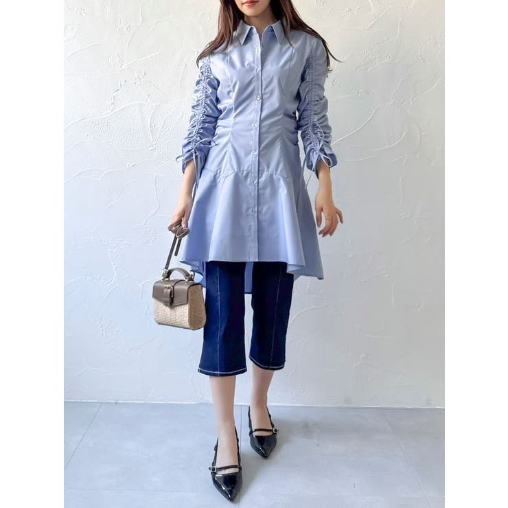 ギャザースリーブイレヘムシャツワンピース | dazzlin | 詳細画像4 