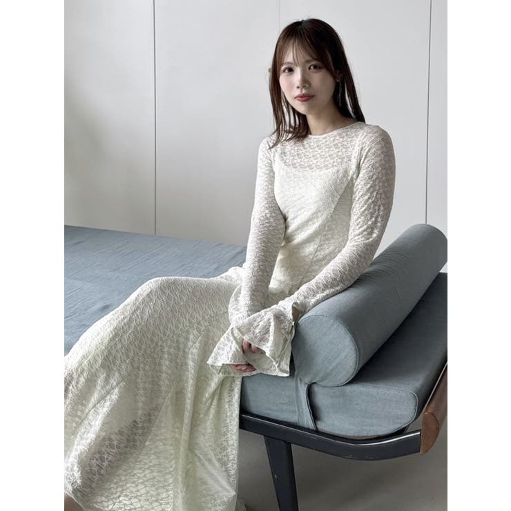 バックリボンレースワンピース[品番：MKSW0062845]｜dazzlin