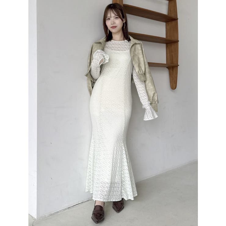バックリボンレースワンピース[品番：MKSW0050597]｜dazzlin