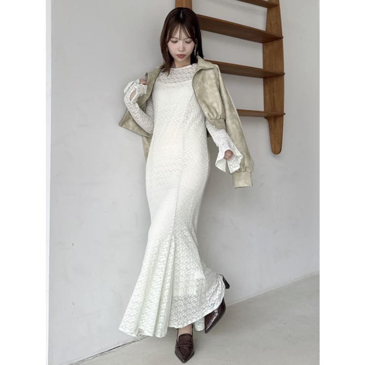 バックリボンレースワンピース[品番：MKSW0062845]｜dazzlin