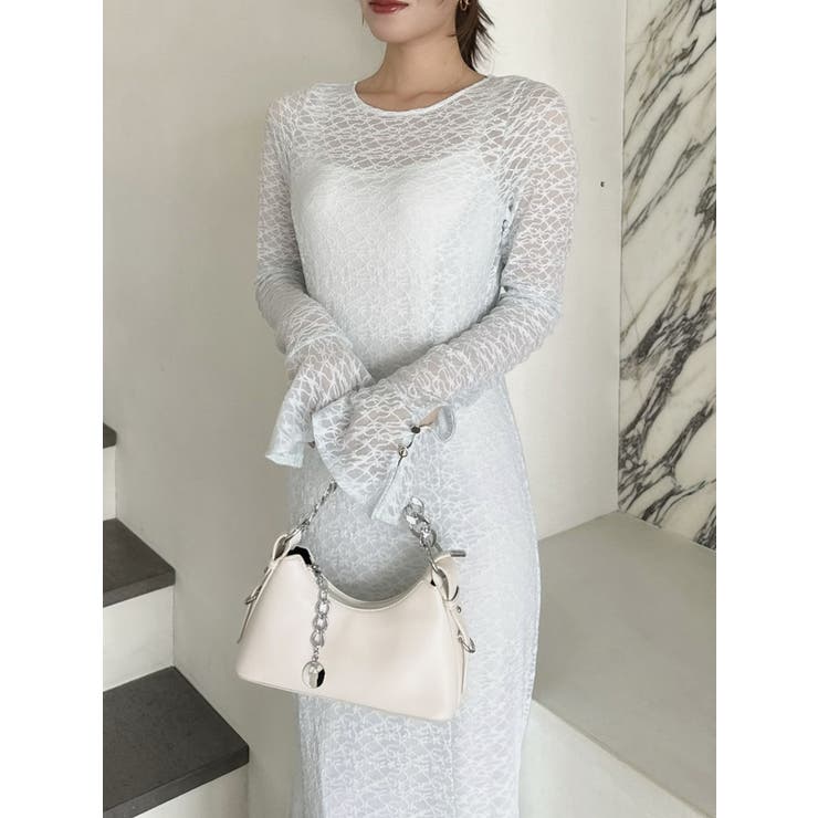 バックリボンレースワンピース[品番：MKSW0062845]｜dazzlin