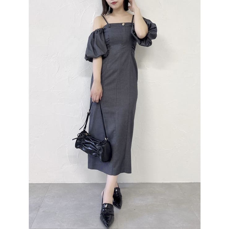 チャコールグレー | スラックスディテールバルーンワンピース | dazzlin