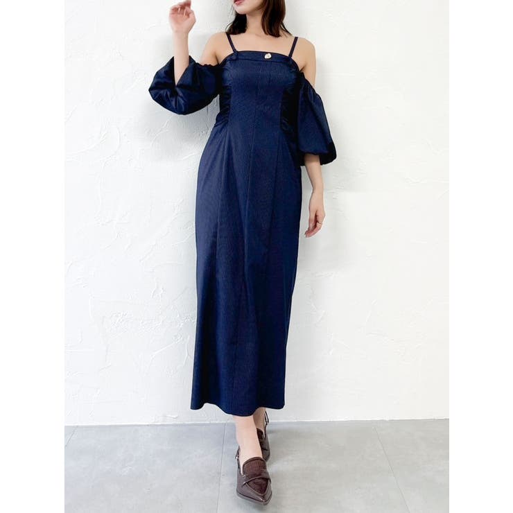 ネイビー | スラックスディテールバルーンワンピース | dazzlin