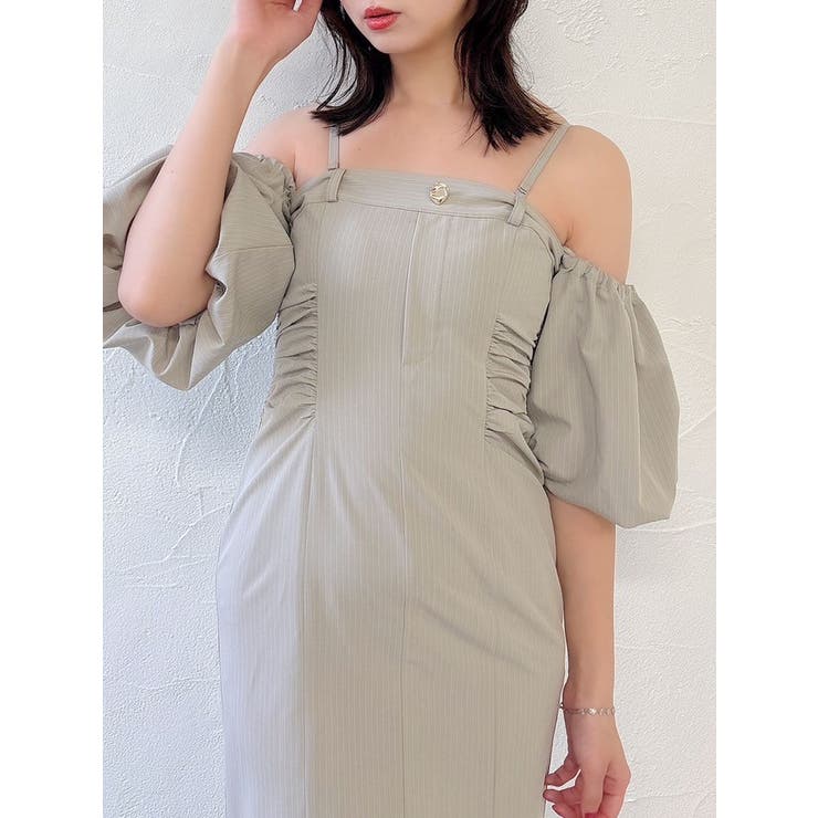 ベージュ | スラックスディテールバルーンワンピース | dazzlin