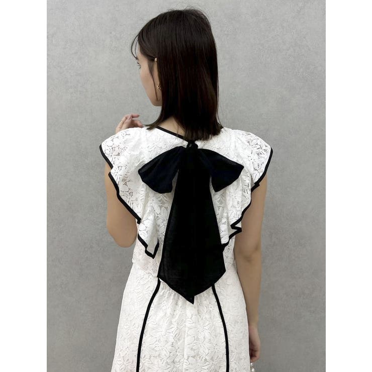 バックリボンパイピングレースドレス | dazzlin | 詳細画像11 