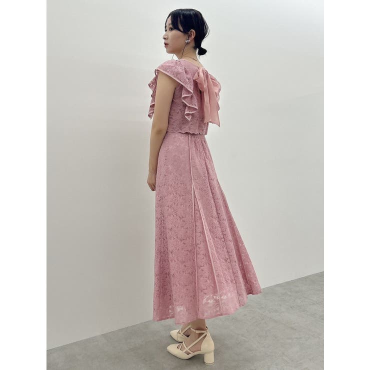 バックリボンパイピングレースドレス | dazzlin | 詳細画像17 