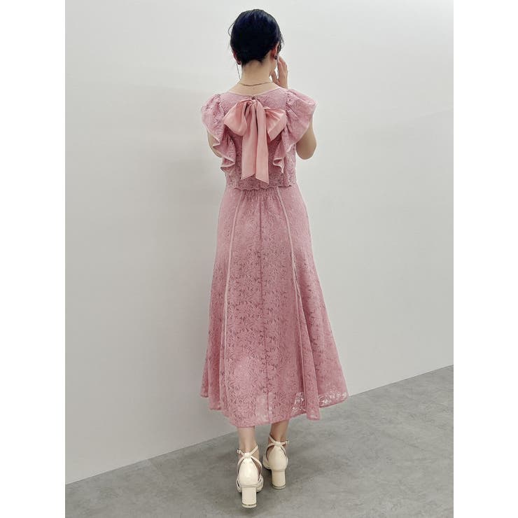 バックリボンパイピングレースドレス | dazzlin | 詳細画像18 