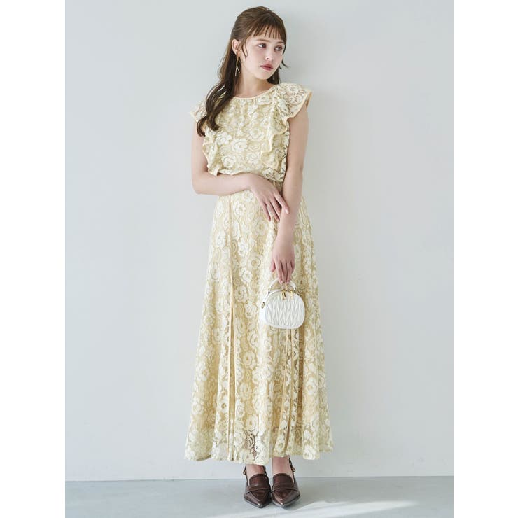 バックリボンパイピングレースドレス | dazzlin | 詳細画像2 