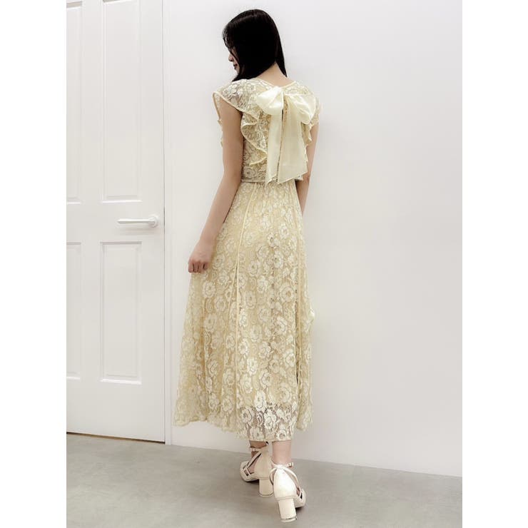 バックリボンパイピングレースドレス | dazzlin | 詳細画像26 