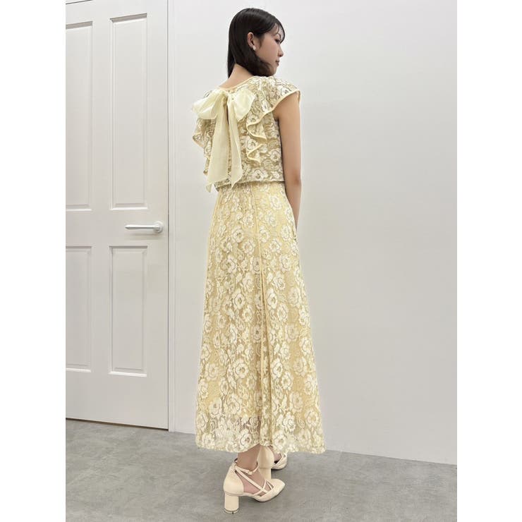 バックリボンパイピングレースドレス | dazzlin | 詳細画像27 