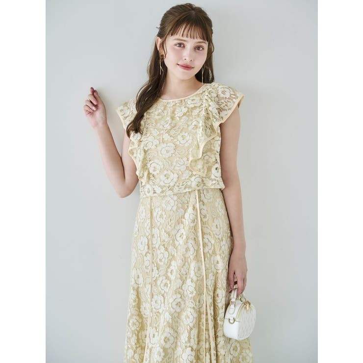 バックリボンパイピングレースドレス | dazzlin | 詳細画像3 