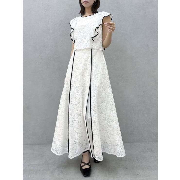 バックリボンパイピングレースドレス | dazzlin | 詳細画像5 