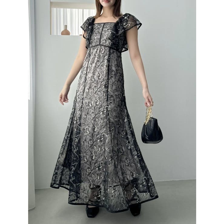 チュール刺繍マーメイドドレス[品番：MKSW0062402]｜dazzlin