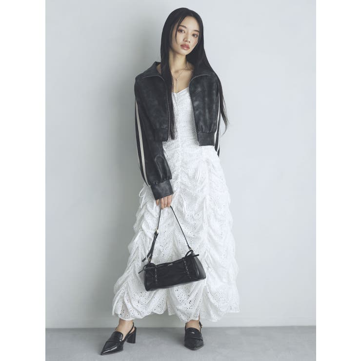 オフホワイト | ギャザーリボンワンピース | dazzlin