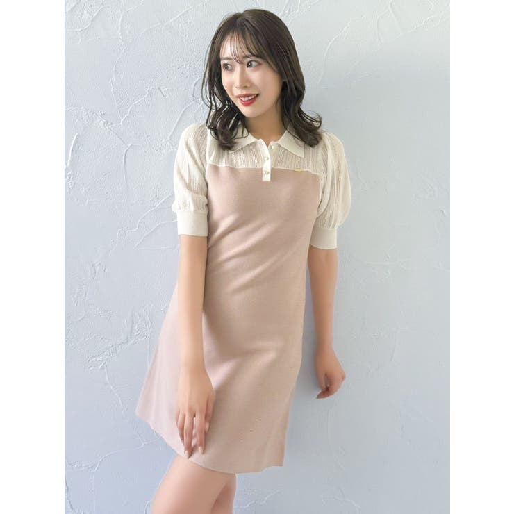 シアーポロニットミニワンピース[品番：MKSW0063661]｜dazzlin