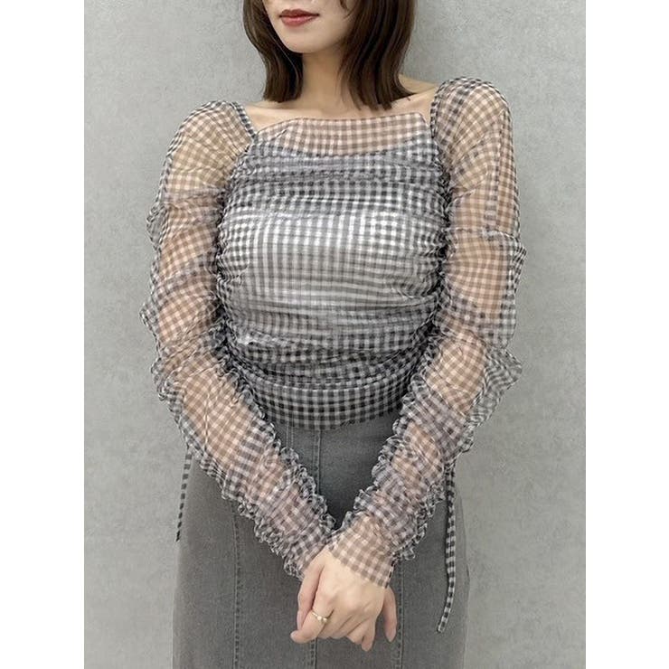 ワンショルギャザーシアートップス[品番：MKSW0062847]｜dazzlin