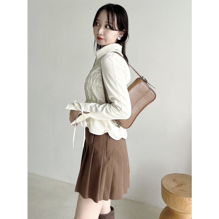 【SALE】　dazzlin ダブルファスナーギャザーシャツ　0225204003 ダブルファスナーギャザーシャツ[品番：MKSW0061625]｜dazzlin
