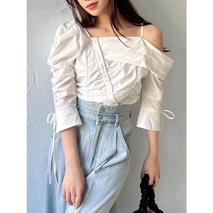 アシメギャザーブラウス | dazzlin | 詳細画像1 