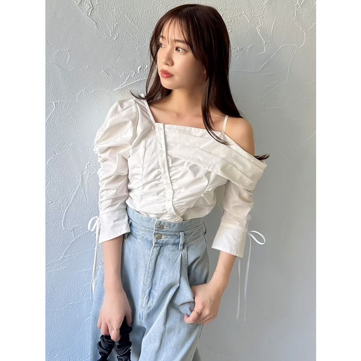 アシメギャザーブラウス | dazzlin | 詳細画像4 