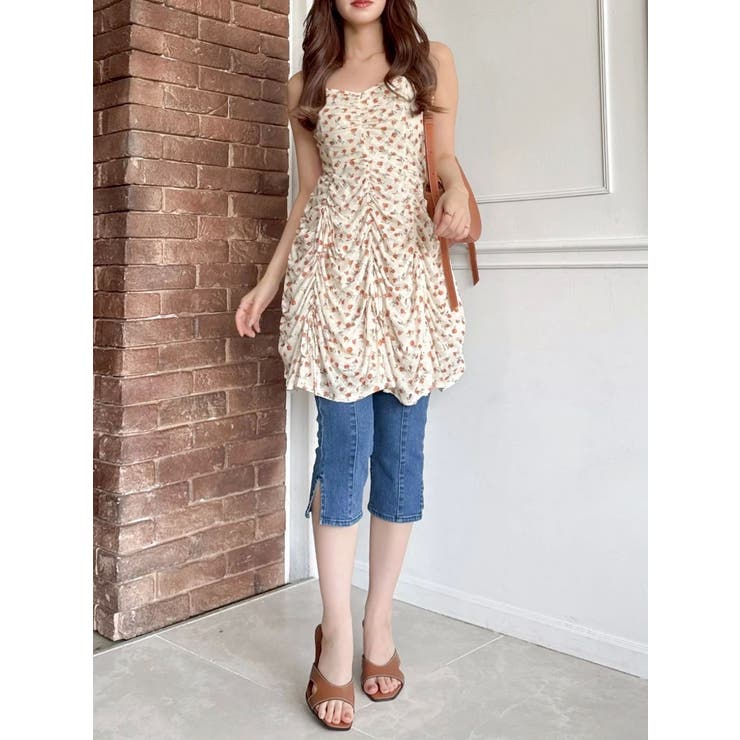 ブルー | ハイウエストカプリパンツ | dazzlin