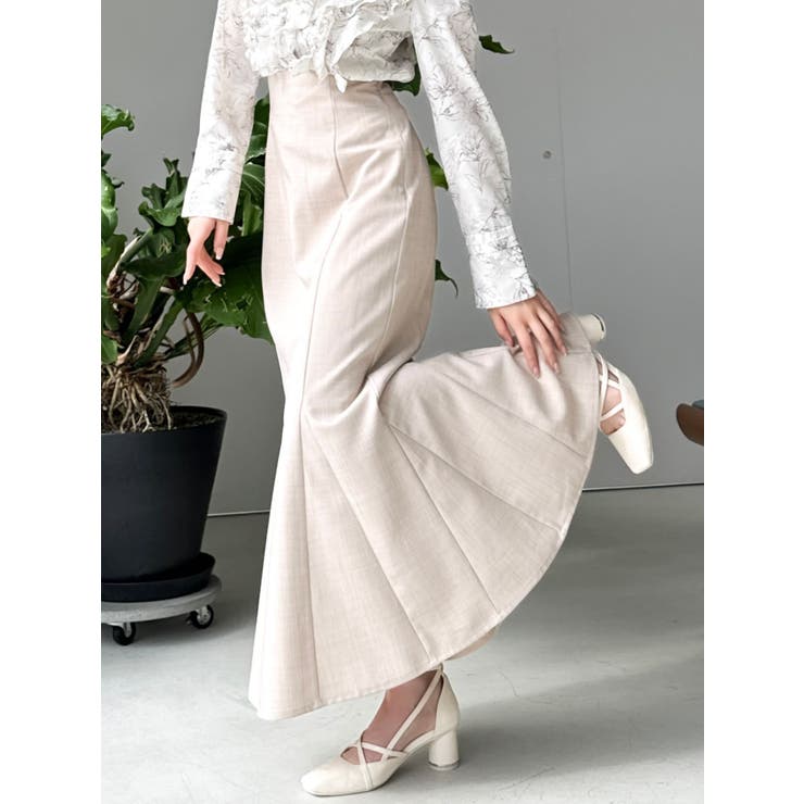 ベージュ | ハイウエストアソートナロースカート | dazzlin