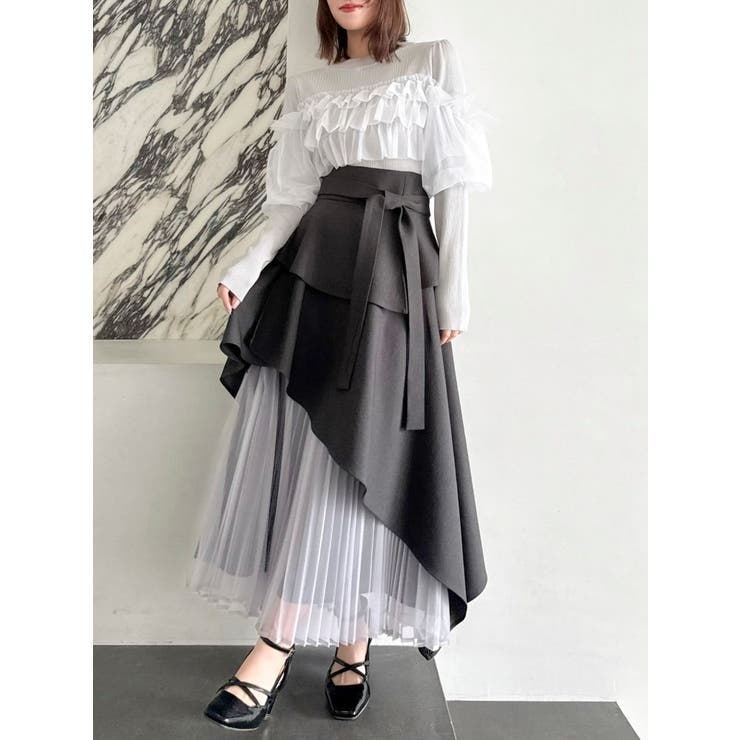 め*る様 Admiral プリーツスカート 黒ラメテープアシメプリーツ　Lサイズ ATLA420 アシメプリーツスコート | すべての商品 | Admiral