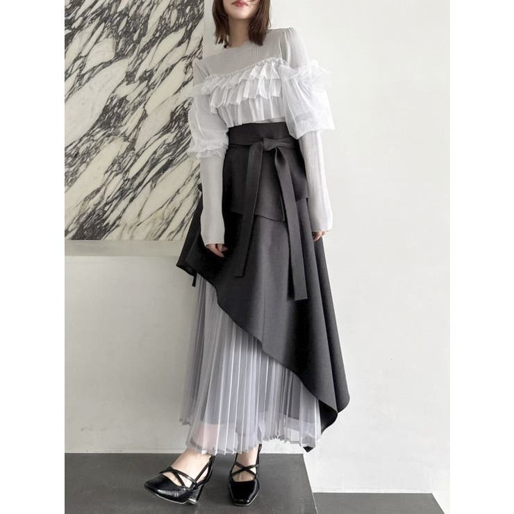 【gazelle】アシメプリーツスカート・ホワイト3点 gazelle】アシメプリーツスカート・ホワイト3点 gazelle】アシメ