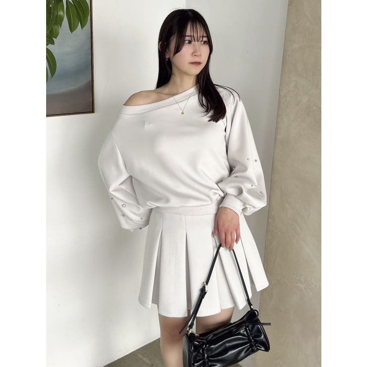 セットアップ対応】ボックスプリーツカットミニスカート[品番