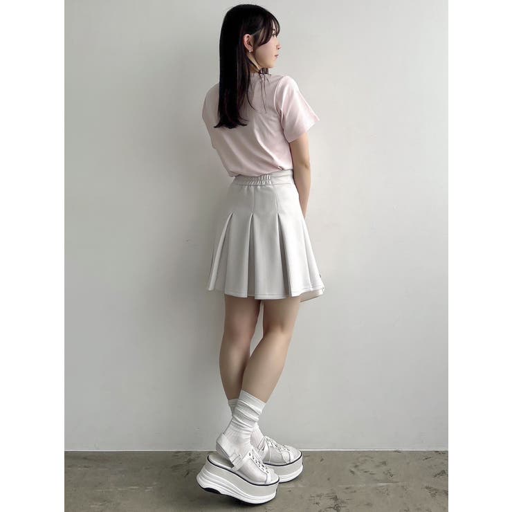 セットアップ対応】ボックスプリーツカットミニスカート[品番